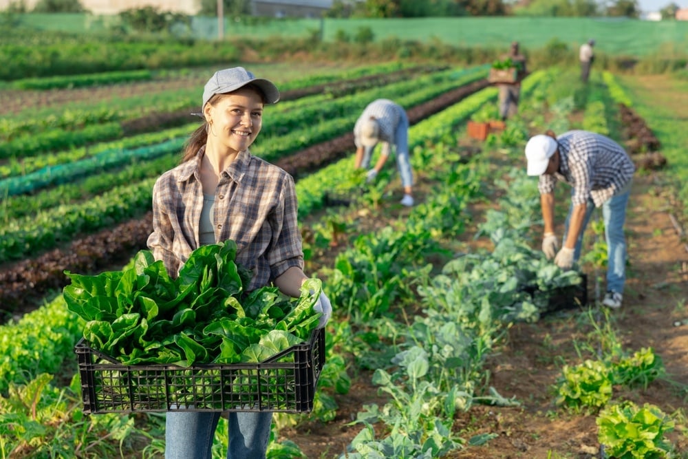 Woman standing on farm